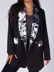  Colorblock Stripe Print Blazer