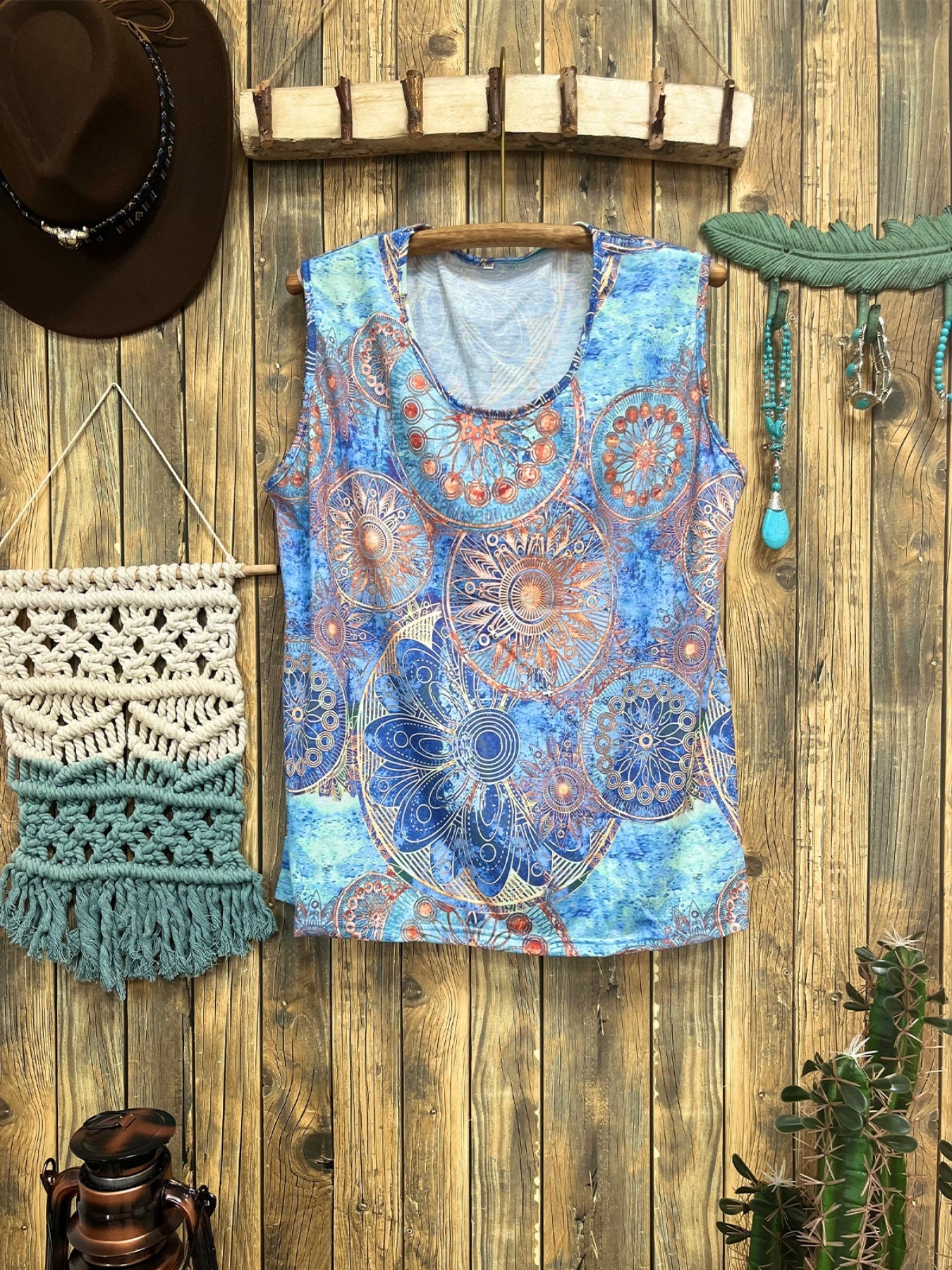 Graphic Print Crew Neck Tank Top Sleeveless Casual Summer Women's Clothing