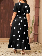  Boho Dress Women's Plus Dot Print Wrap Dress