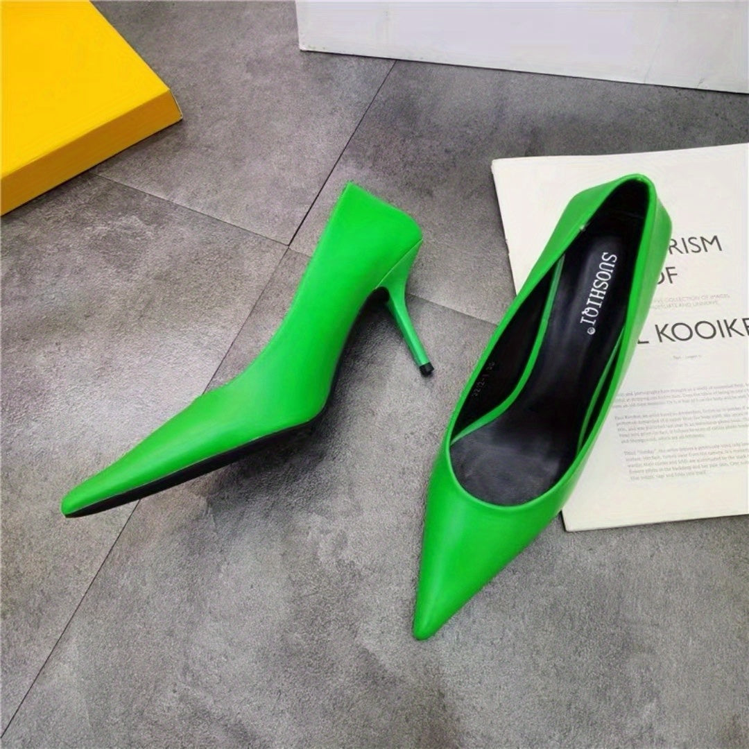 Women's Pointe Toe Stiletto Heels Slip On High Heels OL Style Pumps