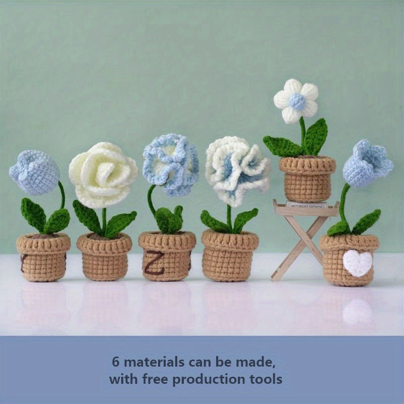 DIY Mini Potted Yarn Flower Bouquet Creative Gift