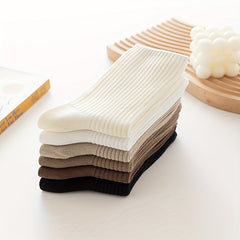 6 Pairs Solid Socks Comfy & Breathable Women's Stockings