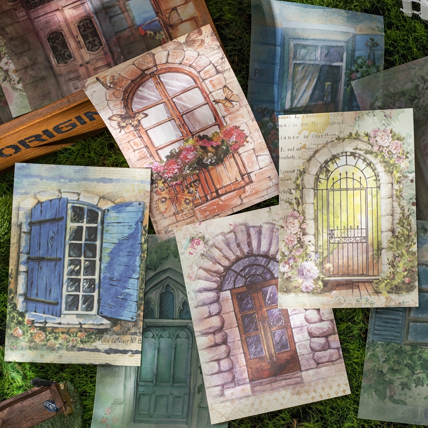 Creative Garden Door Window Scenery Decoration Paper Set