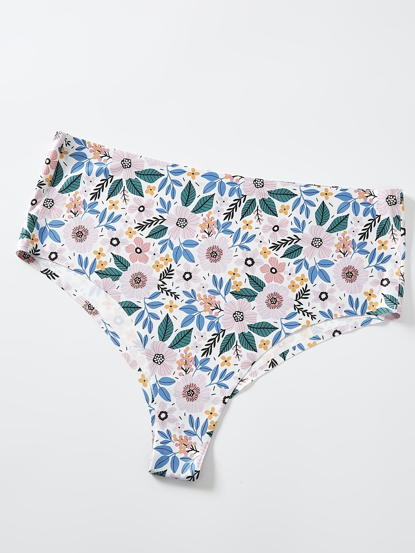 3 Pack Plus Size Ditsy Floral Print Panties Set Medium Stretch