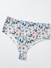 3 Pack Plus Size Ditsy Floral Print Panties Set Medium Stretch