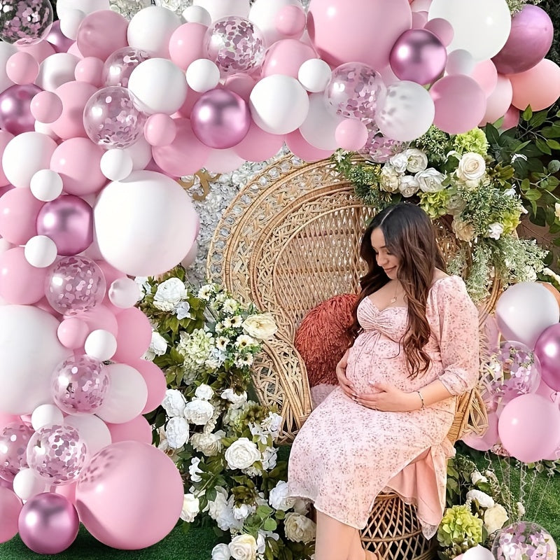 104pcs Party Pink Balloons Metallic Pink Confetti Balloons