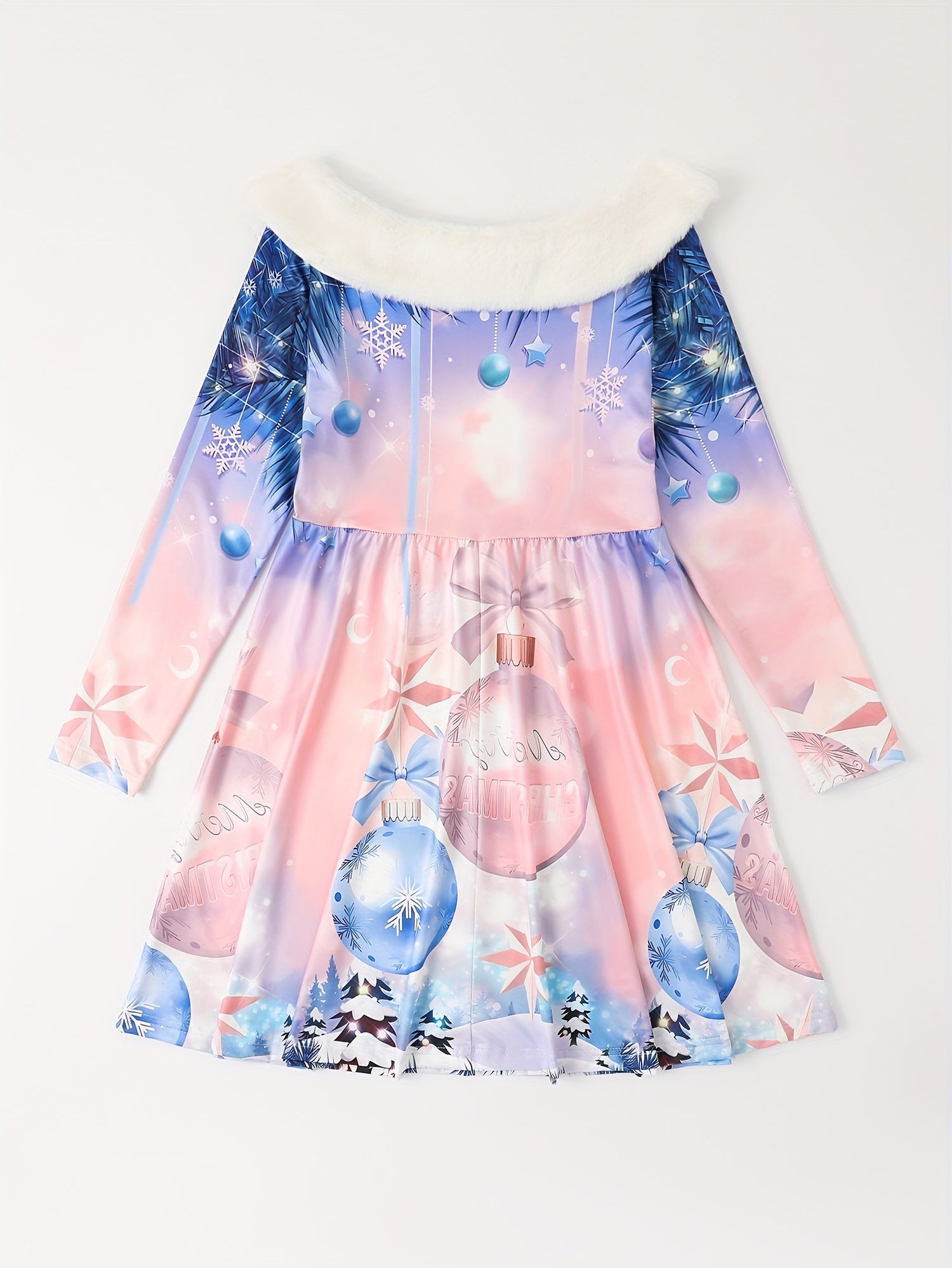 Girls Jingle Bell Long Sleeve Dress Christmas Gift
