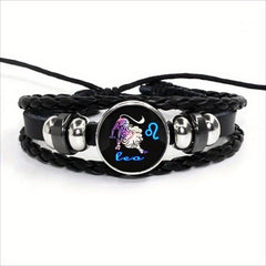 12 Constellation Leather Woven Bohemian Denim Bangle