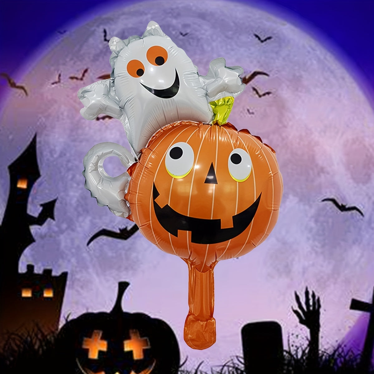 1pc Halloween Ghost Balloon & Pumpkin Foil Balloon