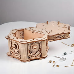 DIY 3D Wooden Puzzle Music Jewelry Box Vintage Storage Chest