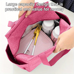 Floral Initial Insulated Lunch Bag Pink High Capacity Thermal Cooler Tote