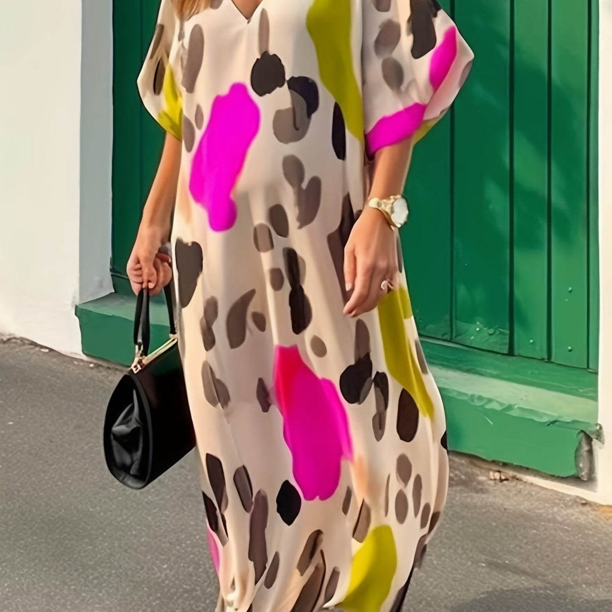  Women's Leopard Print Maxi Dress