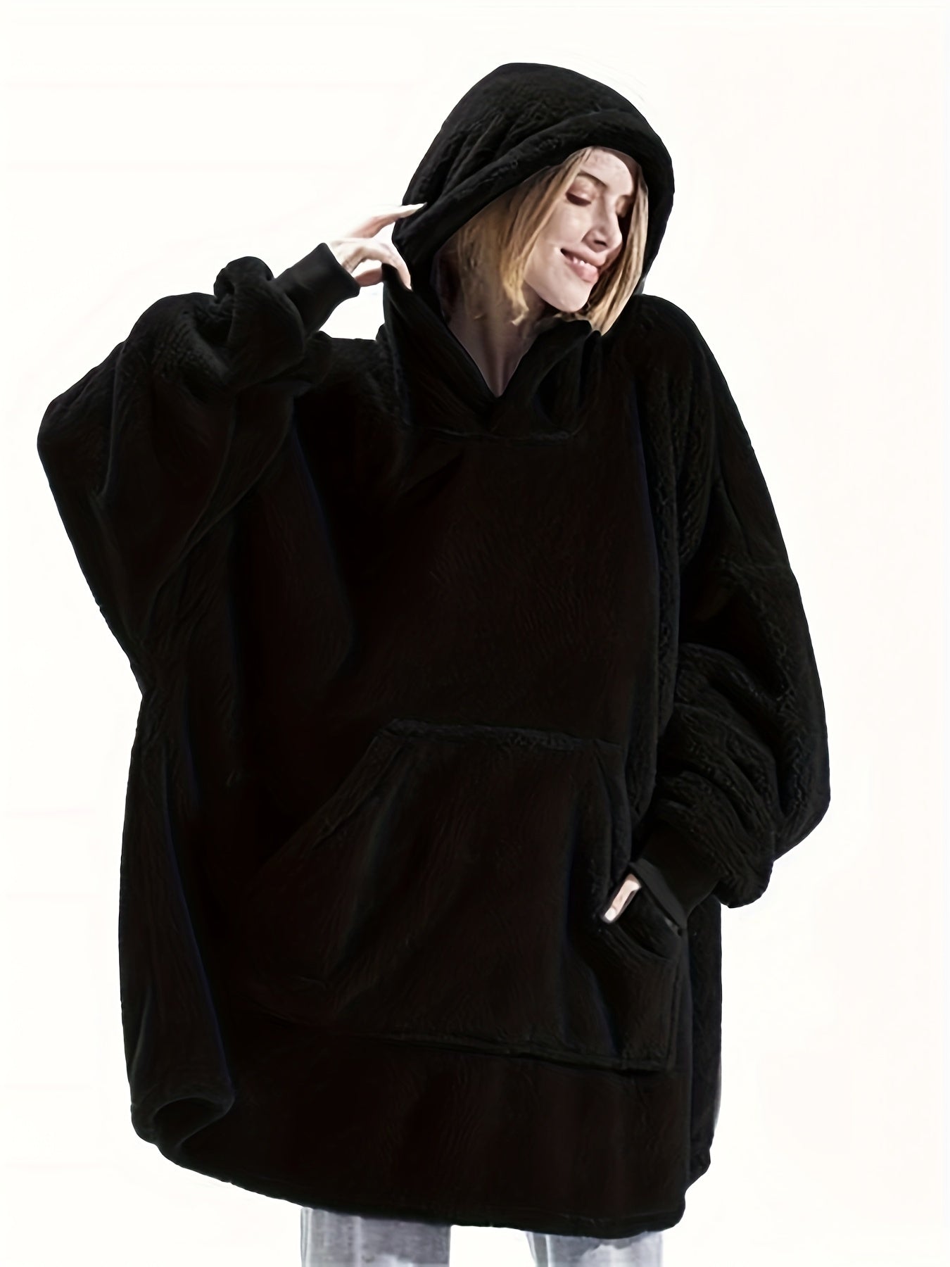 Hooded Fuzzy Lounge Robe with Pockets Women's Loungewear