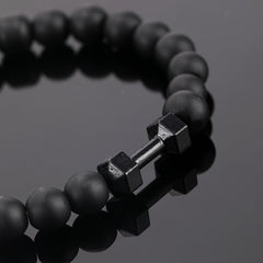 Frosted Bead Dumbbell Bracelet Men Fitness Style Gift