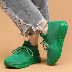 Lace Up Mesh Breathable Flying Woven Shoes Soft Comfortable Shock Absorption