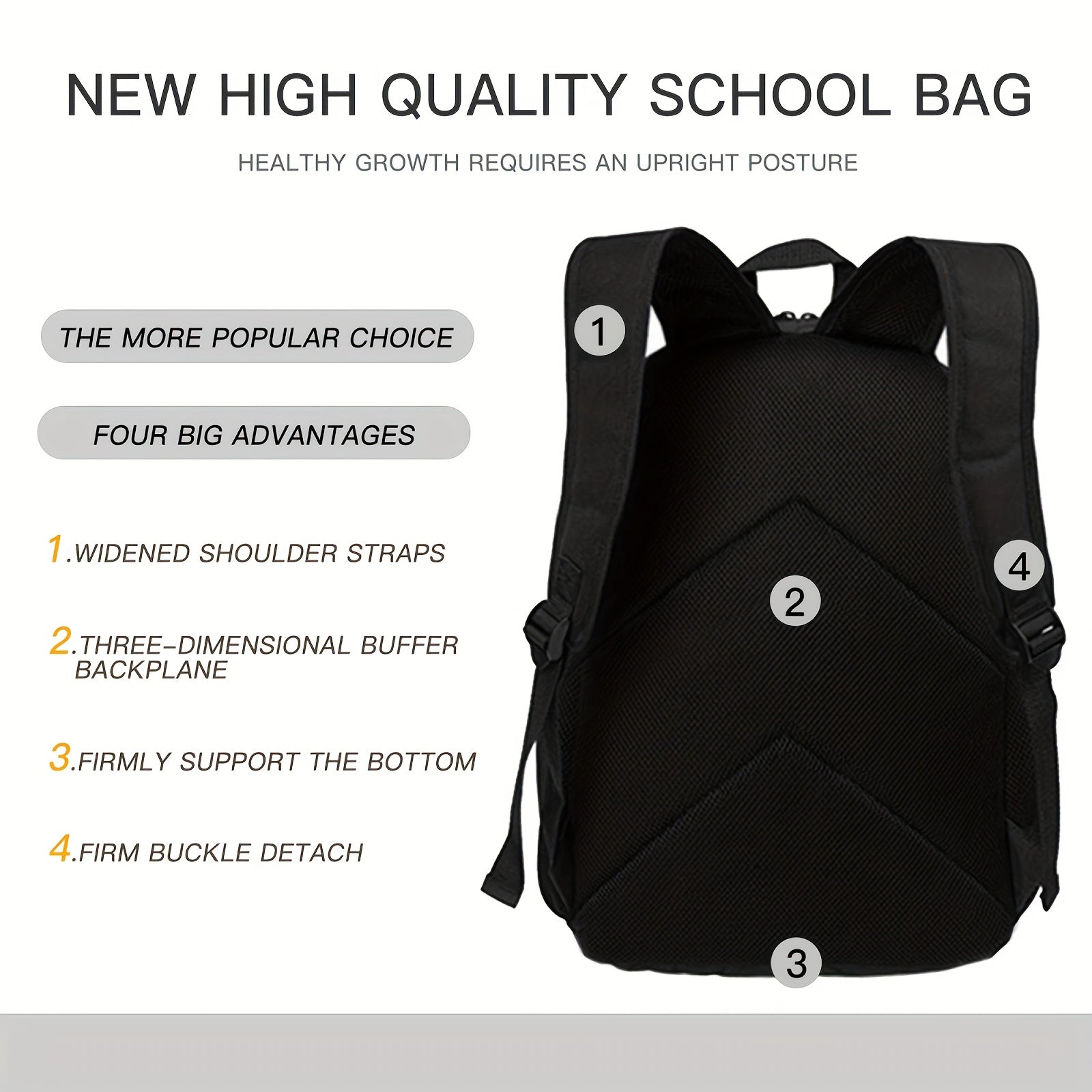 18 cm Graphic Print Bookbags - Lightweight Schoolbags for High School