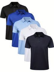 5pcs Men's Active Breathable Shirts for Golf & Business