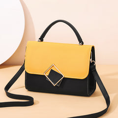 Two Tone Buckle Decor Flap Square Purse Shoulder Bag