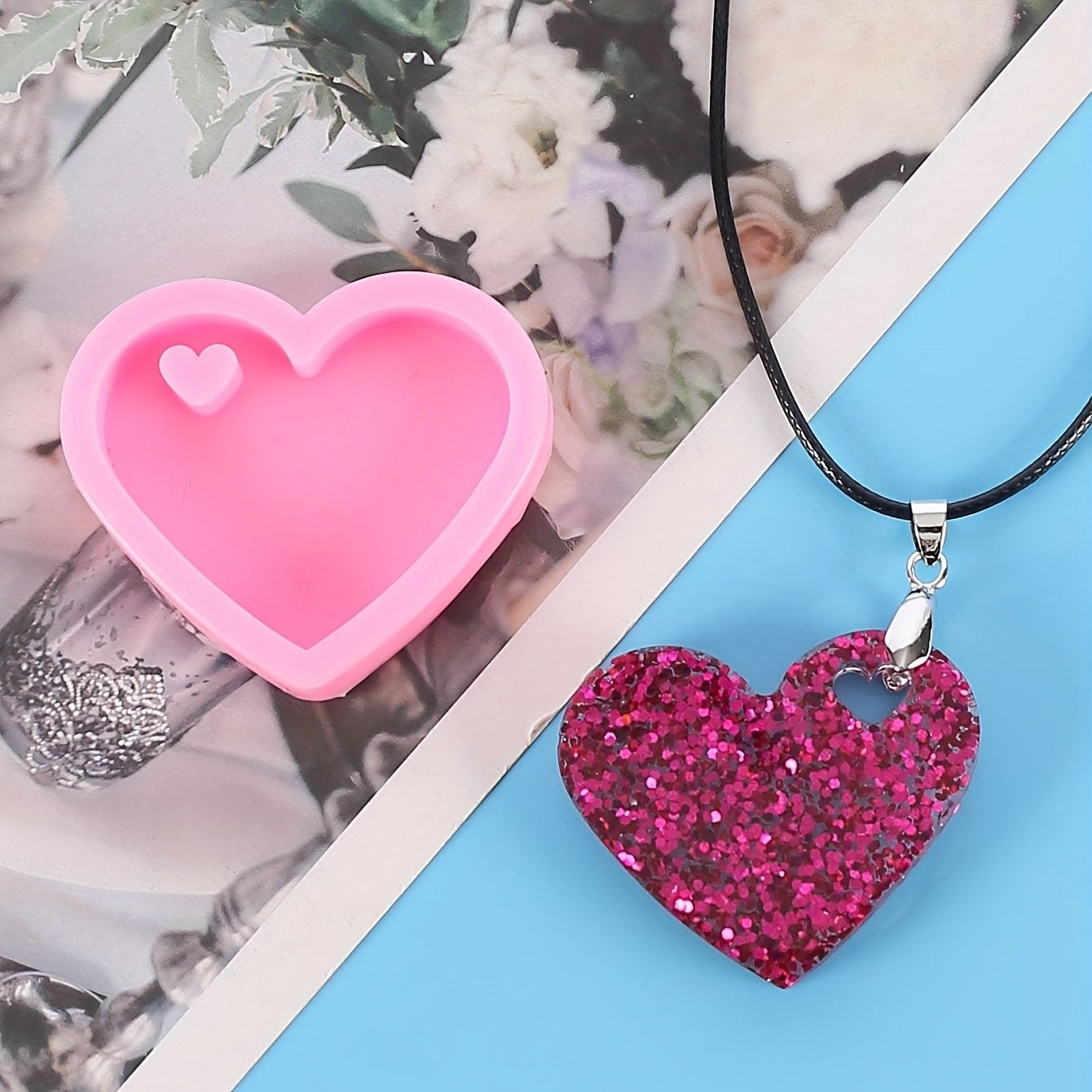 Heart Shaped Epoxy Resin Silicone Keychain Mold & Love Mold DIY Decoration