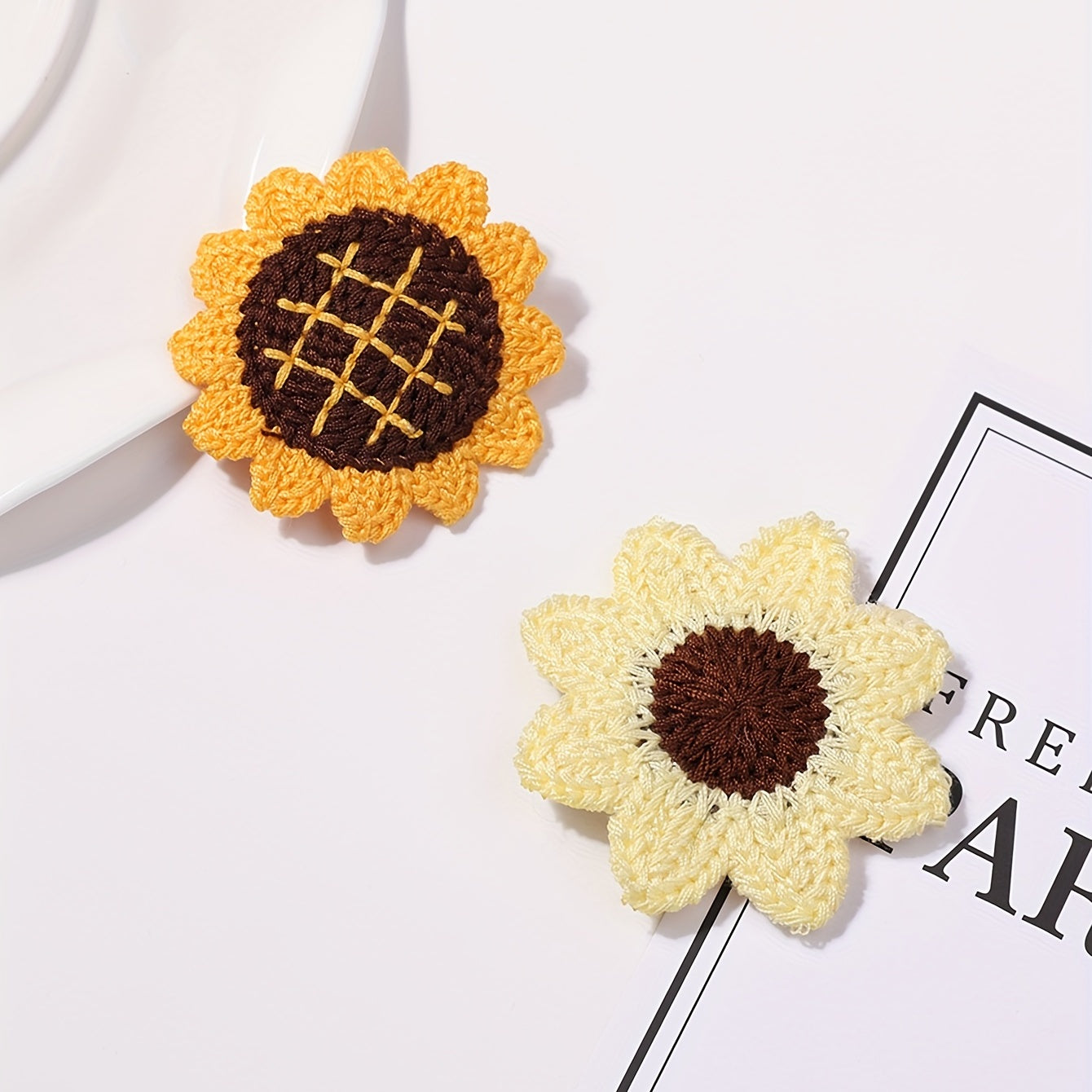 2pcs Baby Girls Sunflower Snap Clip Knitted Hair Clip for Toddlers