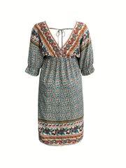  Colorblock Paisley Floral Maxi Dress