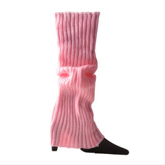 Women's 80s Ribbed Leg Warmers Knitted Crochet Long Boot Socks