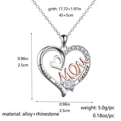 Heart Shape Pendant Necklace with Zircon Inlay