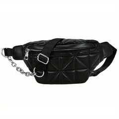 Casual Quilted Crossbody Bag Chain Decor Waist Chest Bag