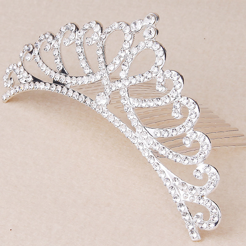 Mini Princess Crown Comb Rhinestone Hair Comb Faux Pearl Headwear