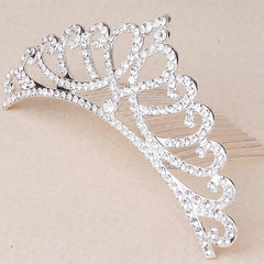 Mini Princess Crown Comb Rhinestone Hair Comb Faux Pearl Headwear