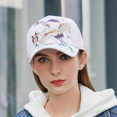 Crane Embroidery Baseball Cap Solid Cotton Dad Hat Sun Hats For Women