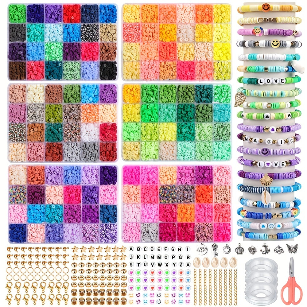 14400pcs 144 Color DIY Bracelet Charm Making Kit Flat Circular Polymer Clay Ston