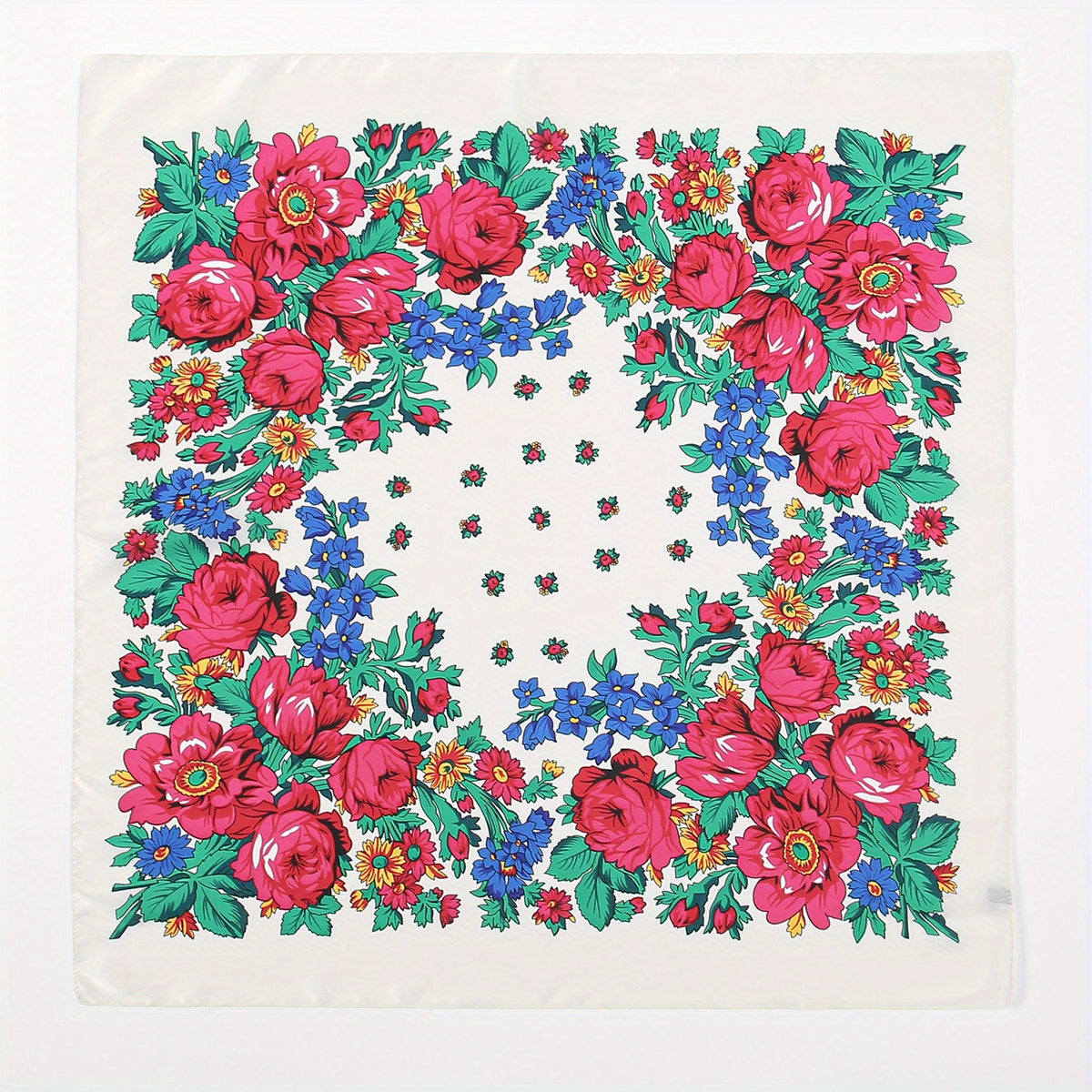Boho Flower Print Bandana Square Scarf