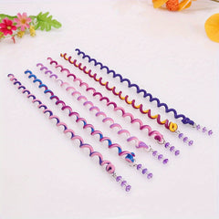 6pcs Colorful Telephone Line Hair Ties Headwear