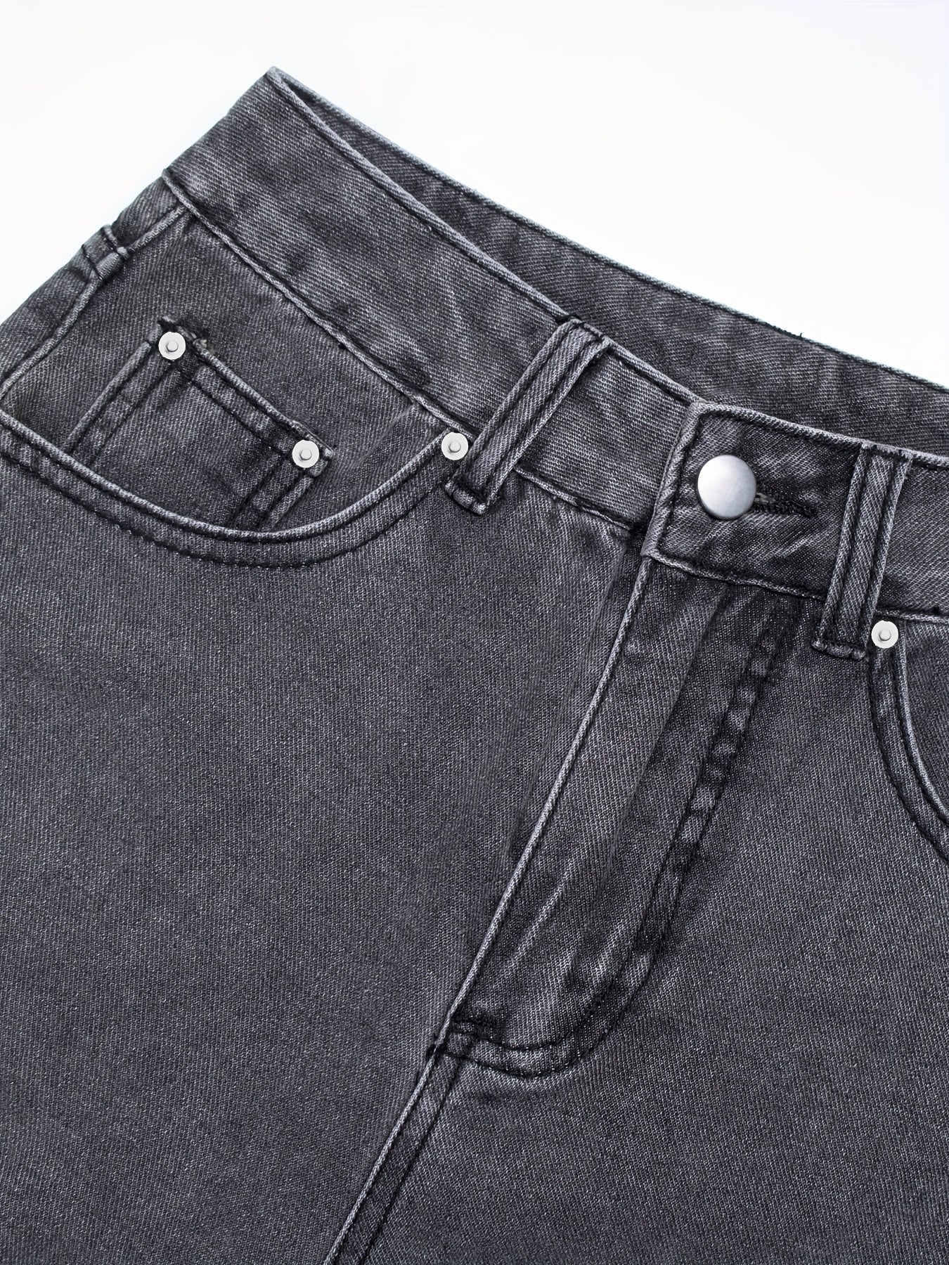 Loose Fit Straight Jeans High Waist Denim Pants Women's Clothing