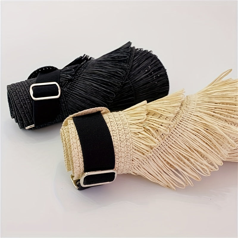 Straw Tassel Visor Hat UV Protection Lightweight