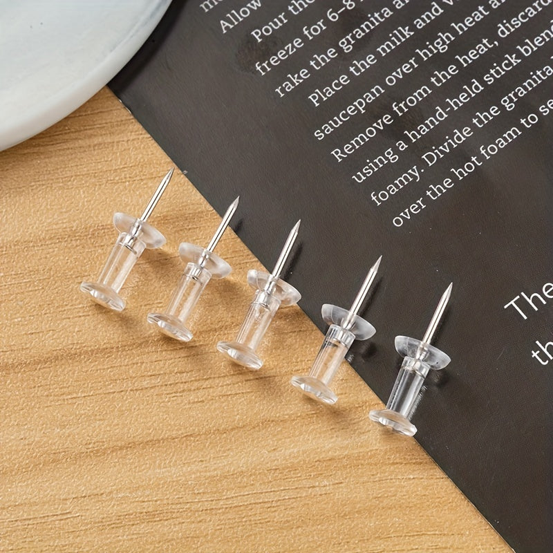 20pcs Transparent Steel Pointed Nails for Cork Board Wall Fabric Boards