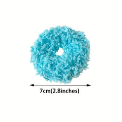 6pcs Plush Solid Elastic Hair Rubber Bands Ponytail Holder Hair Glue Ring