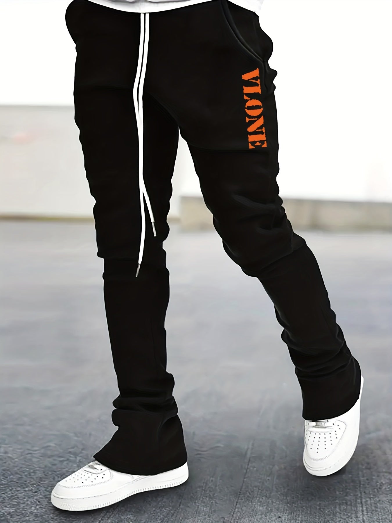 Men's Vlone Pattern Drawstring Flare Pants