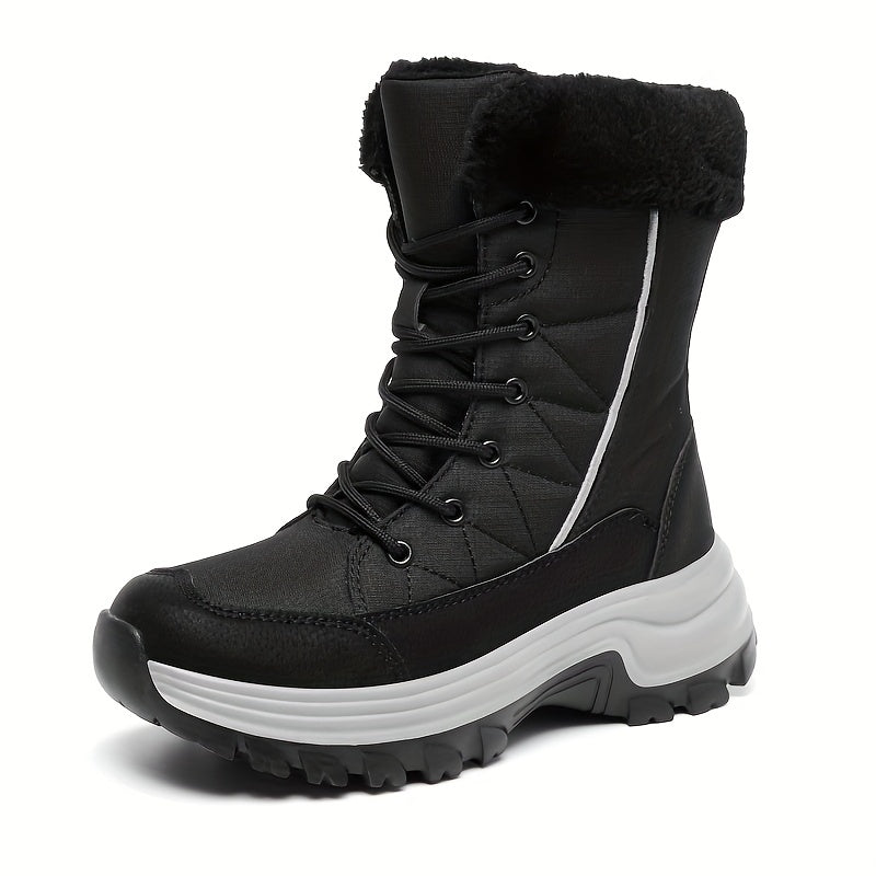 Women's Snow Boots Lace Up Platform Warm Walking Shoes