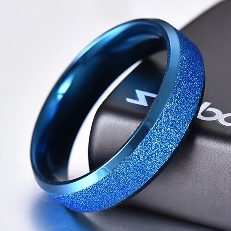 Men's Titanium Steel Frosted Funky Ring