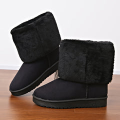 Women's Snow Flat Boots Fluffy Fur Lined Non slip Warm Thickened