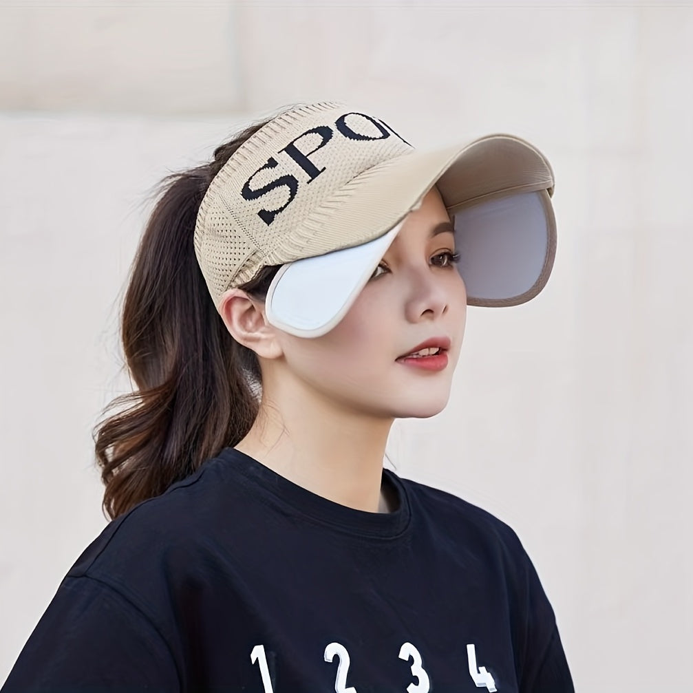 Adjustable Brim Visor Hat Knitted Sport Sun Hat Casual Golf Baseball Cap
