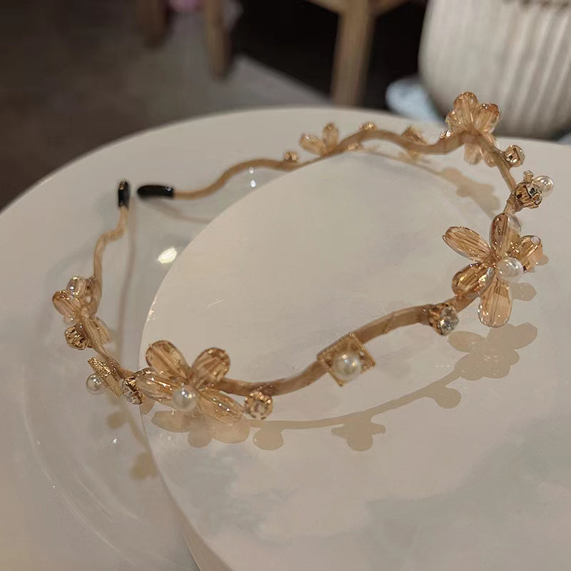 Crystal Flower Hairband Rhinestone Head Hoop Women's Headwear