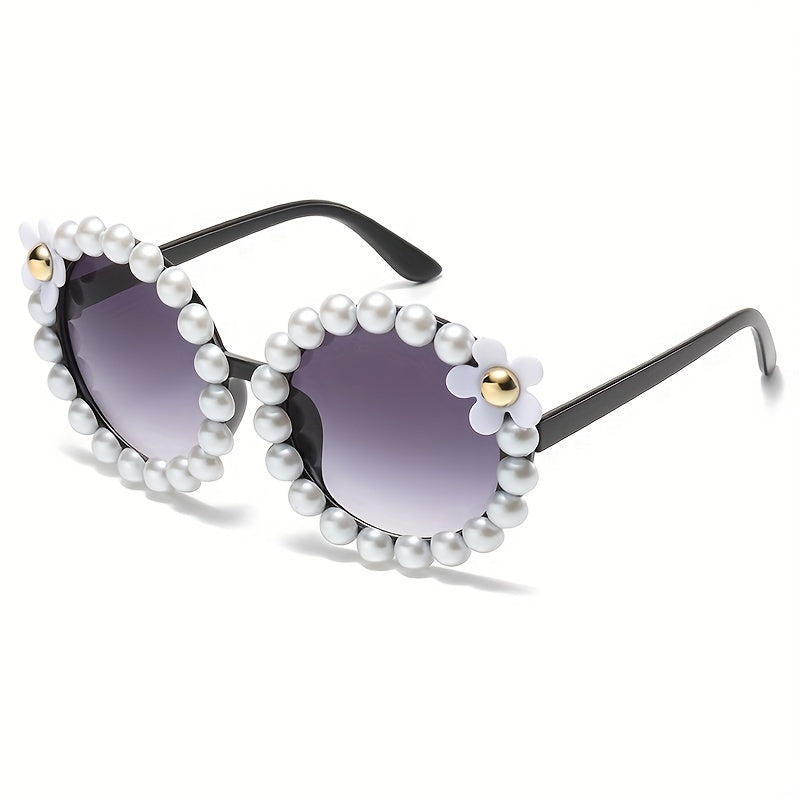 Flower Round Sunglasses Faux Pearl UV400