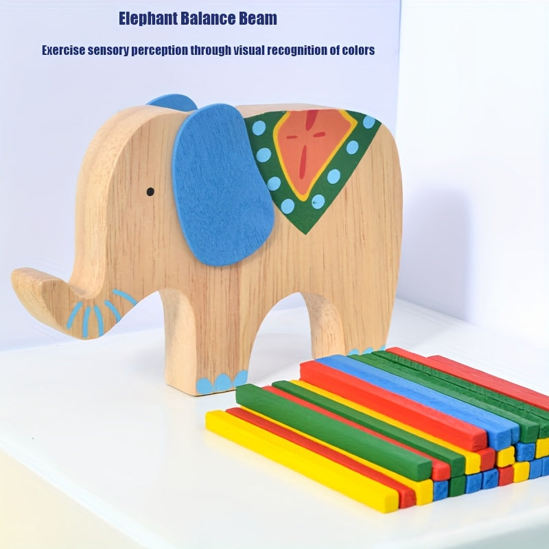 Wooden Elephant Balance Beam Toy for Hand Eye Coordination and Focus