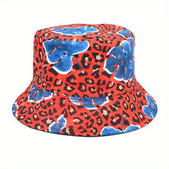 Leaf Leopard Print Bucket Hat Reversible Sunscreen