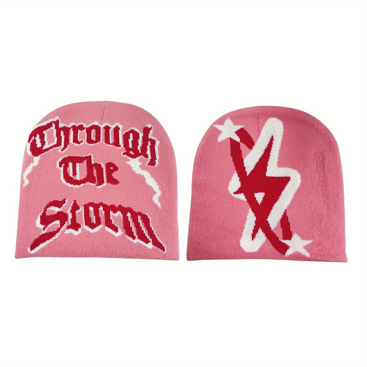 Y2K Lightning Letter Jacquard Beanie - Reversible Hip Hop Couple Hat