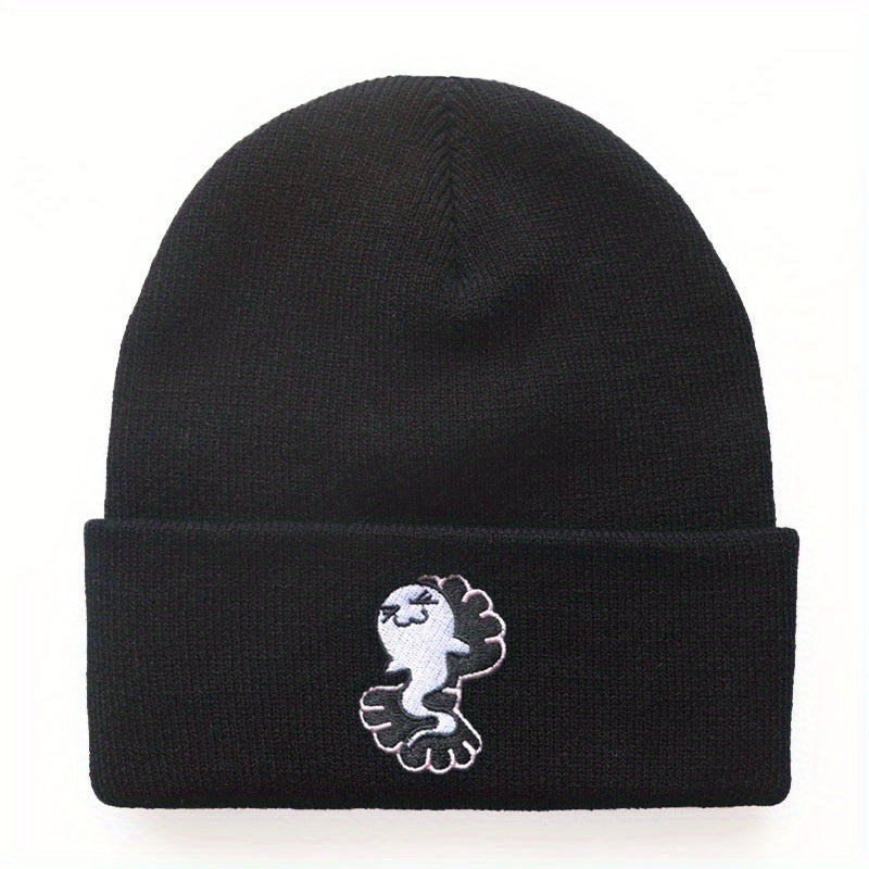 Y2K Cartoon Beanie Ghost Mermaid Embroidered Knitted Hat Unisex