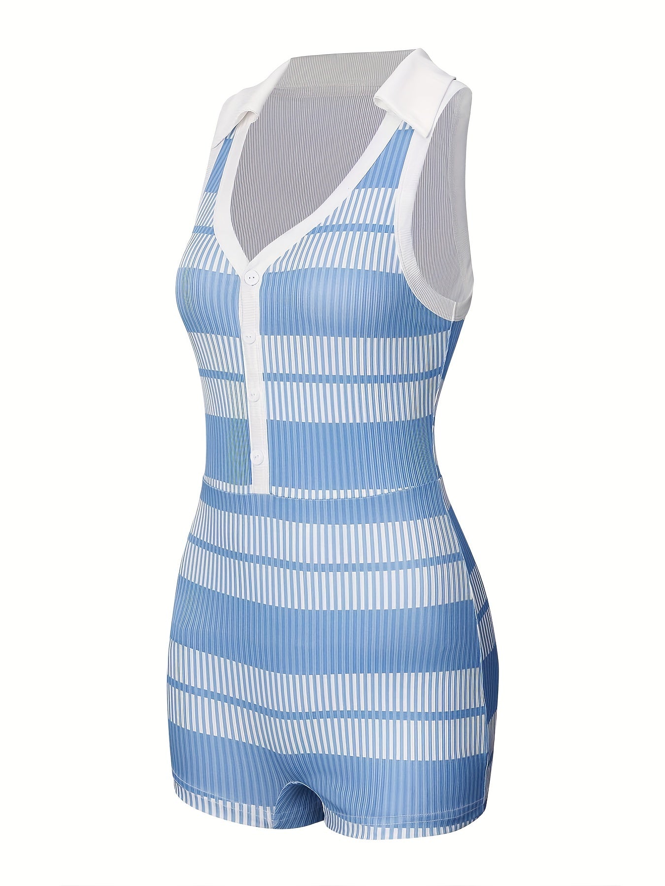 Striped V Neck Romper Jumpsuit Casual Sleeveless Women's Clothing